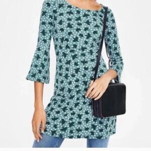 Boden $98 Women's Sz 2 XS Miriam Star Bird Print Fit & Flare Jersey Tunic Dress